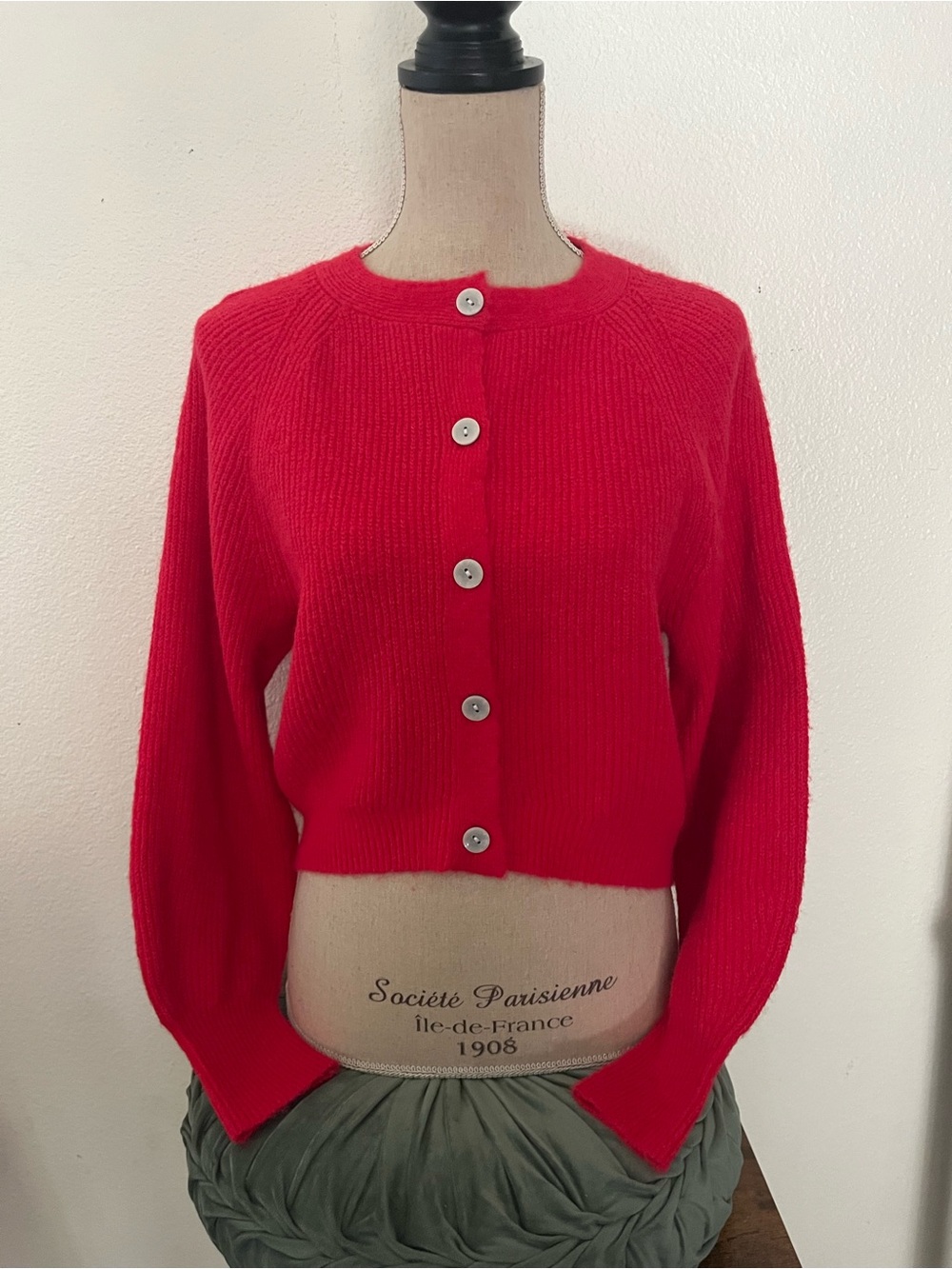 wild fable Red Button-Front Cropped Cardigan